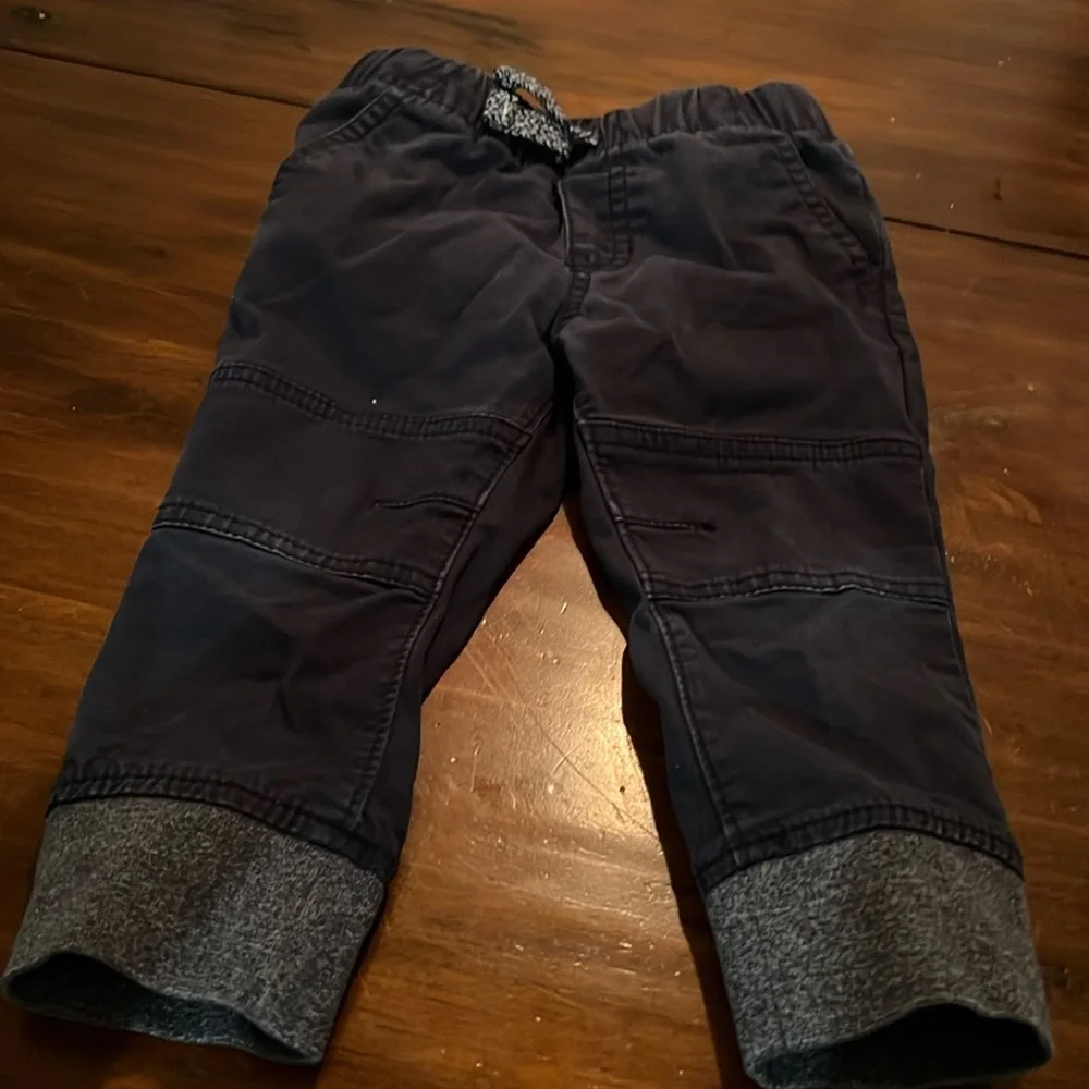 18M Cat & Jack Navy Drawstring Chino Pants with sweatpant leg cuff